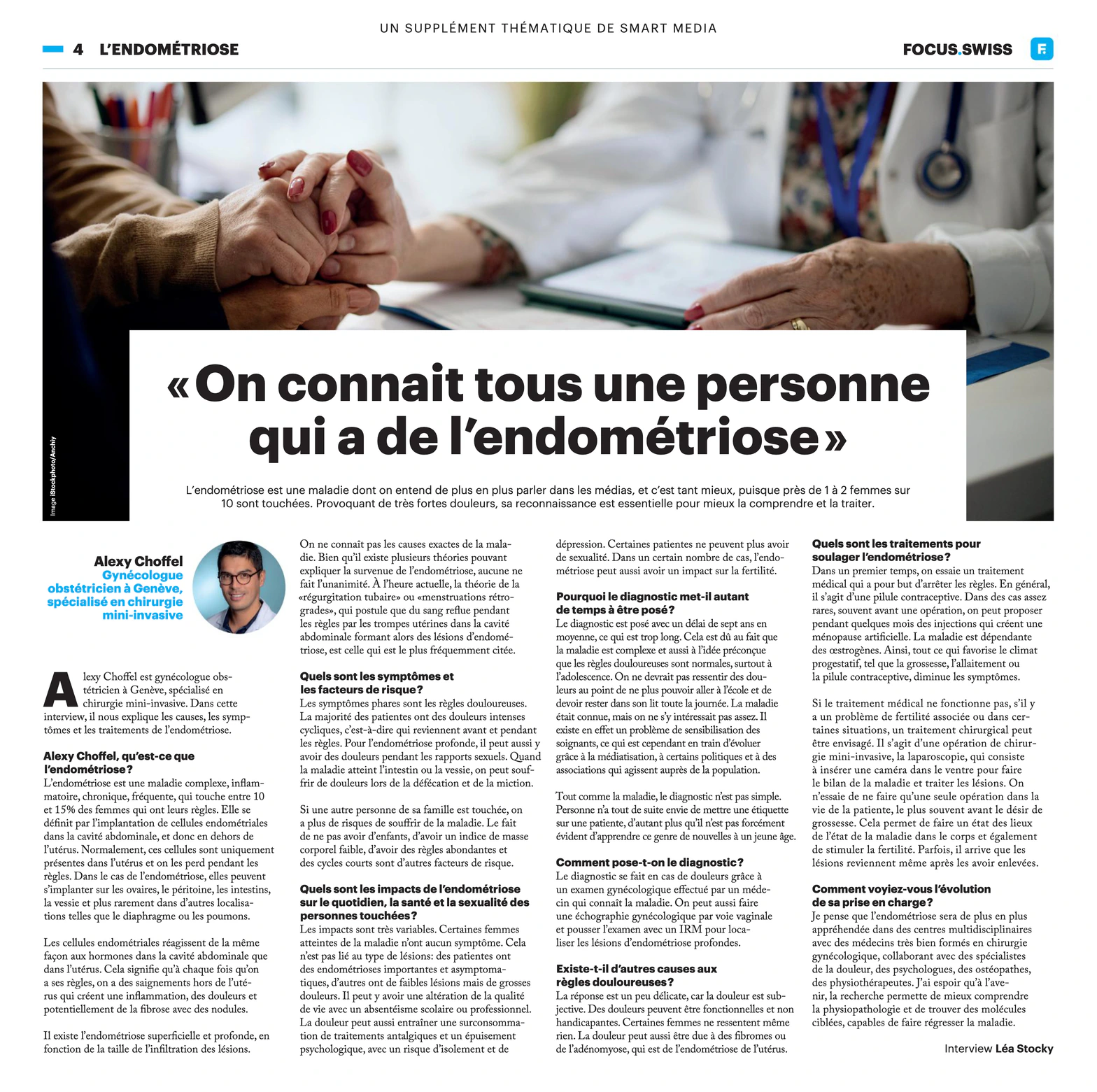 Article Focus.Swiss sur l'endométriose avec le Dr Alexy Choffel